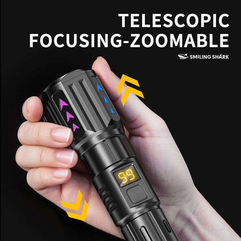 Outdoor long-range zoom LED bright flashlight charging