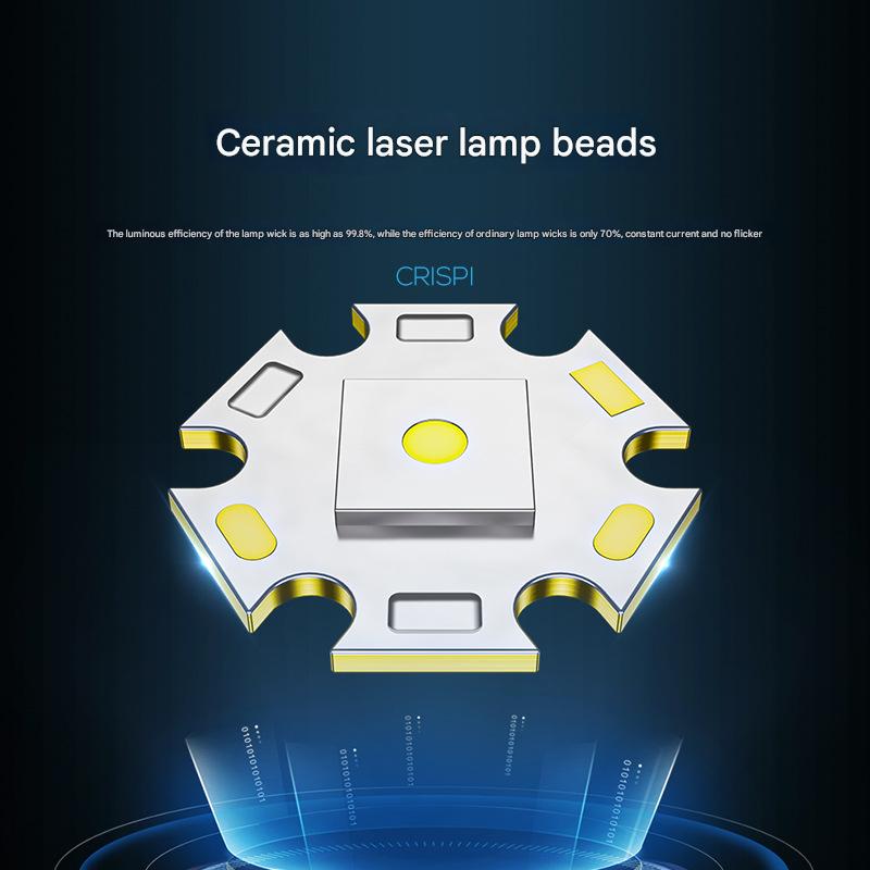 Luminous zoom white laser flashlight with burning lens portable aluminum alloy outdoor flashlight