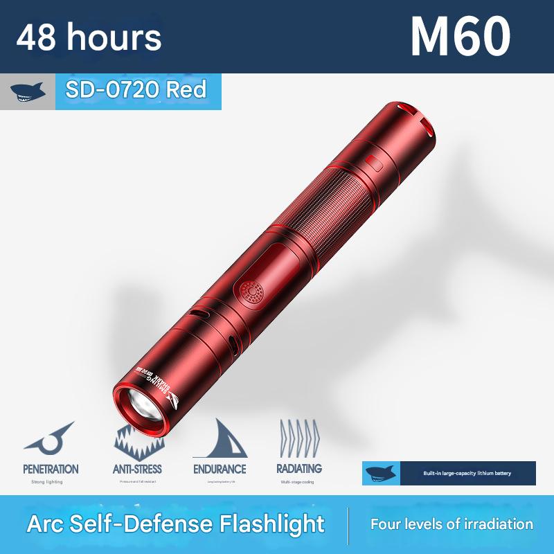Outdoor anti-wolf arc flashlight telescopic zoom strong light flashlight mini portable flashlight