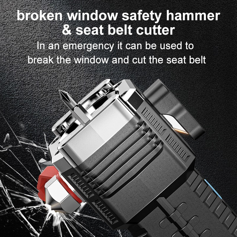 Multi-function flashlight safety hammer car window breaker