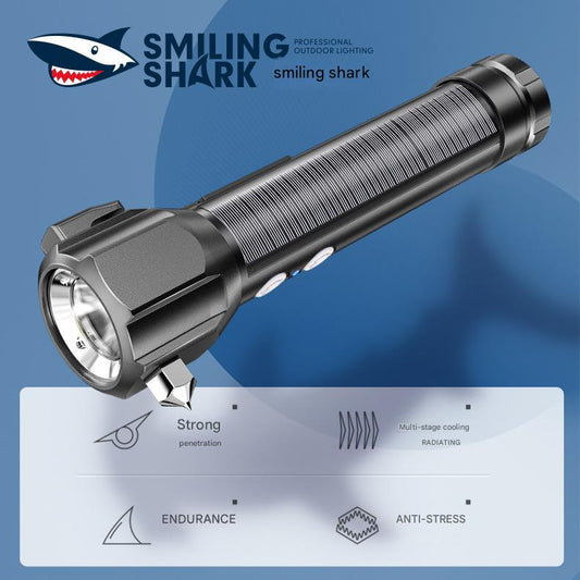 Solar rechargeable explosion-proof flashlight with broken window and cut rope alarm flashlght cair-mounted outdoor cave exploration flashlight