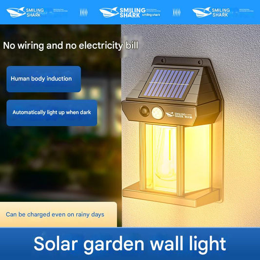 Solar garden wall light villa gate background wall induction light garden terrace light outdoor waterproof wall light