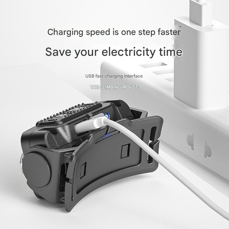 Outdoor lighting strong light induction headlight USB fast charging long-lasting battery life with red light warning floodlight headlight