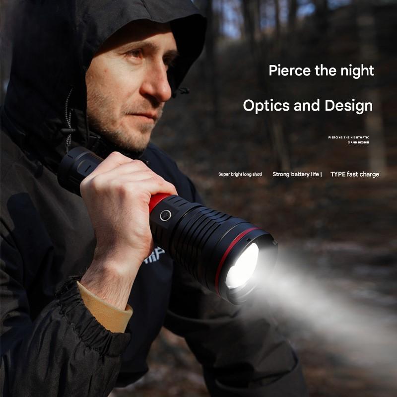 Flashlight outdoor search and rescue light strong light high power telescopic focus ignition flashlight