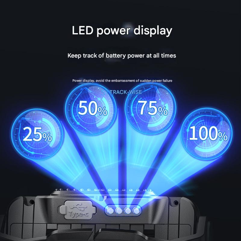 Outdoor lighting strong light induction headlight USB fast charging long-lasting battery life with red light warning floodlight headlight