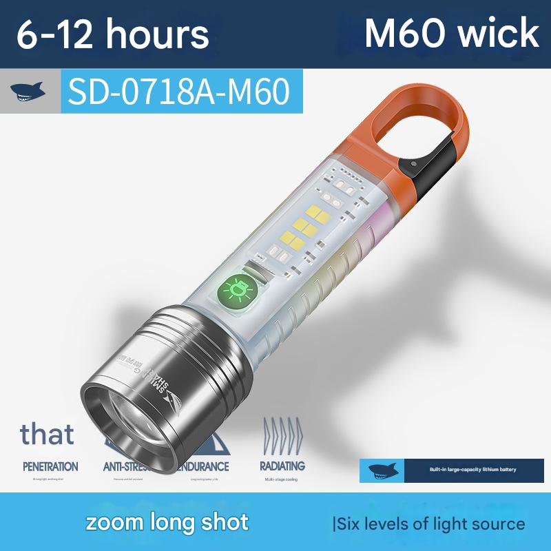 Portable flashlight with high brightness and long range, multi-position adjustable flashlight, multiple light sources, strong magnetic adsorption at the tail