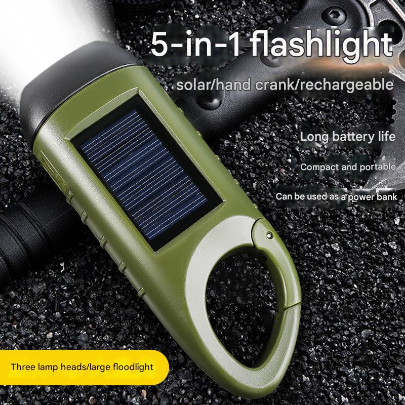 Solar hand-crank flashlight multi-function camping power supply emergency led emergency light outdoor lighting power generation