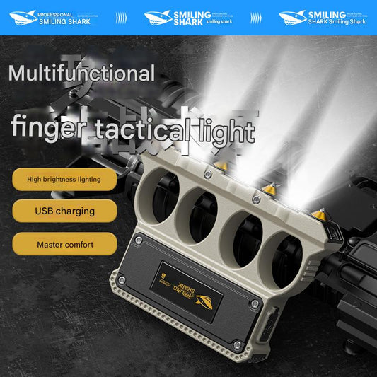 Car self-defense flashlight strong light rechargeable super bright multi-function car safety hammer break window escape emergency finger light